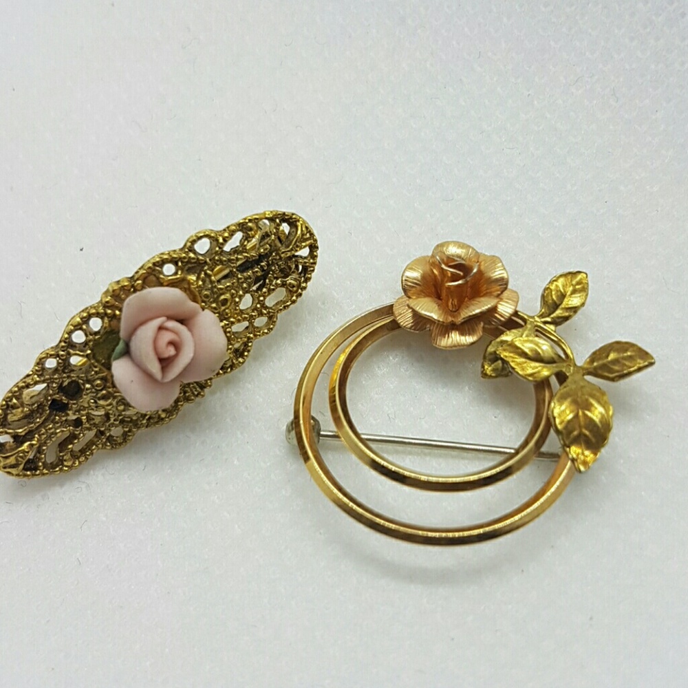 Two sweet Rose brooches